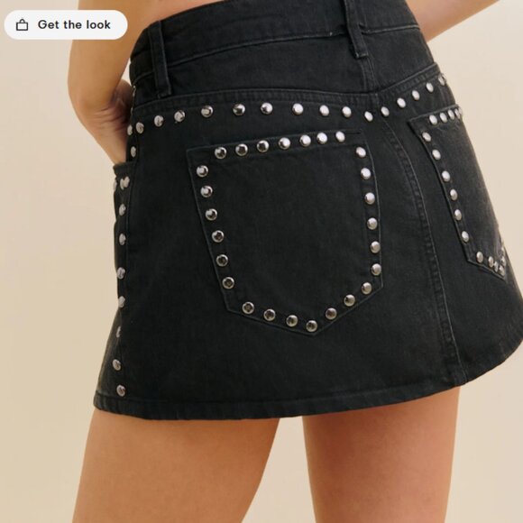 Reformation Hazel Low Rise Denim Mini Skirt Black - Size 29 - Picture 2 of 3